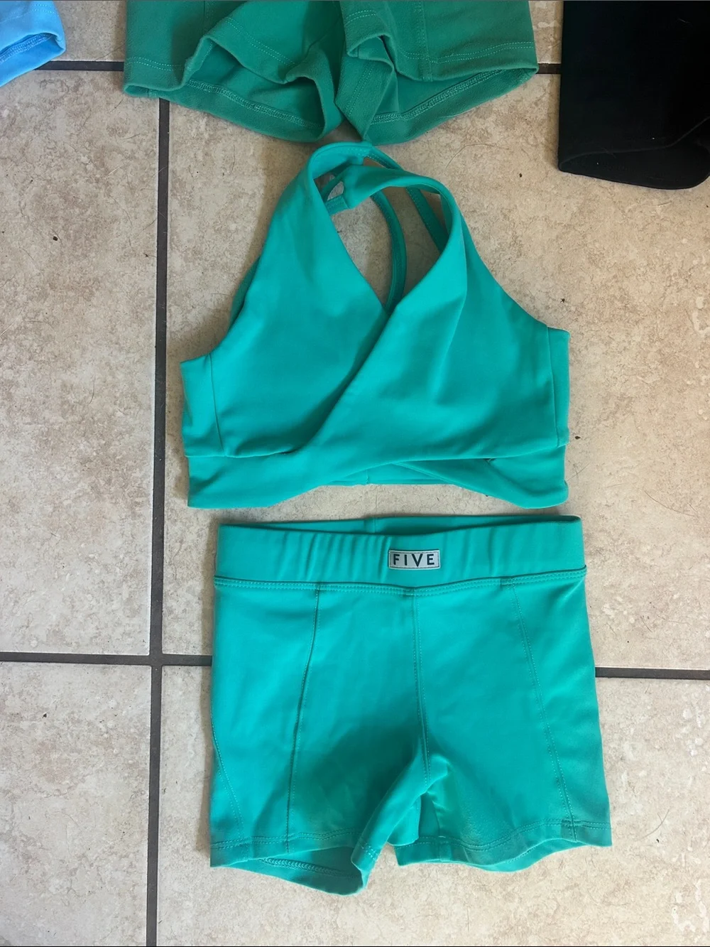 Girls Teal Dance Set - Two-Piece Active Costume